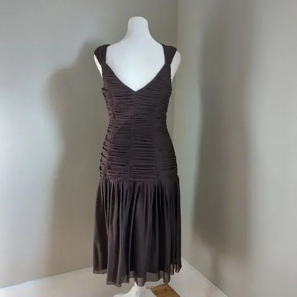 Vintage Sue Wong Mesh Dress Y2K Fairycore Drop Waist Brown Whimsygoth Size 6 - Picture 2 of 11